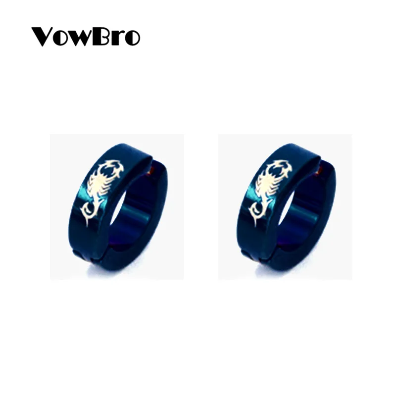 

VowBro, 1 пара, анти-аллергическая серьга из титановой стали, панк-рок, клипсы, мужские Модные ювелирные изделия, wo, мужские маленькие круглые се...