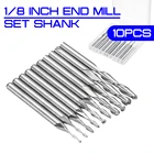 Набор концевых фрез, хвостовик карбидный, 18 дюйма, 1-3,175 мм, 2 канавки, режущий инструмент с ЧПУ, фрезы для деревообработки, 10 шт.