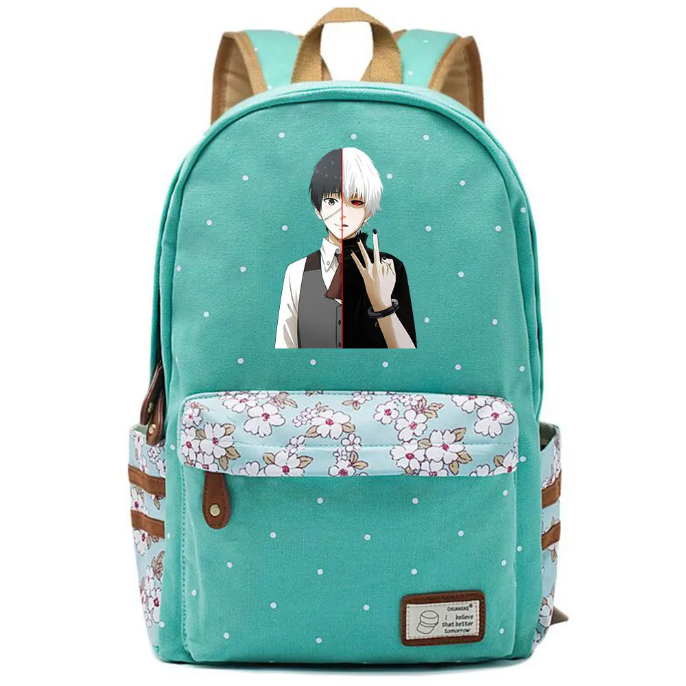 Токийский Гуль канеки Кен Аниме Сумка Рюкзак цветочный точечный Цветочный