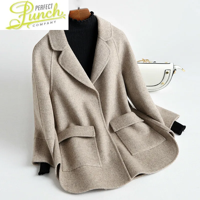 

Wool Cashmere Double Sided Coat Autumn Winter Warm Jacket Top Quality Short Slim Korean Style Clothing Ydf18a MF755