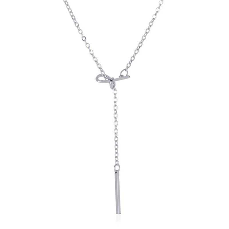 

Personalized Long Knotted Sexy Bow Necklace Sexy Short Chain Clavicle Girl Necklace Simple