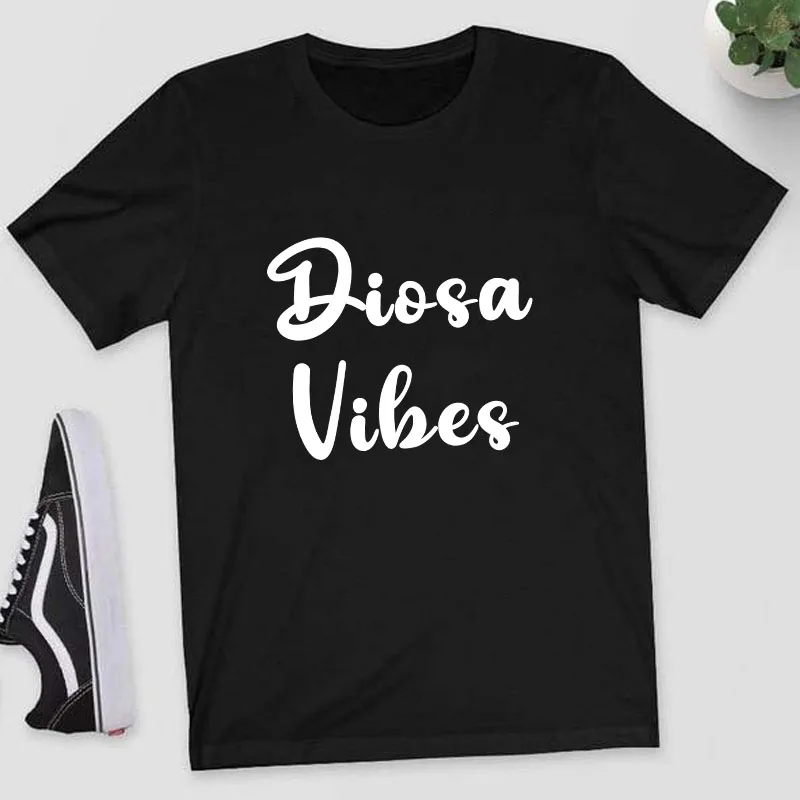 

Богиня vibes Футболка camiseta ropa mujer испанские буквы принт женские футболки Ткань Графический эстетическое леди футболка Топ