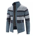 Новый осенне-зимний лоскутный мужской свитер, теплый кардиган на молнии, мужской повседневный вязаный свитер, мужская одежда