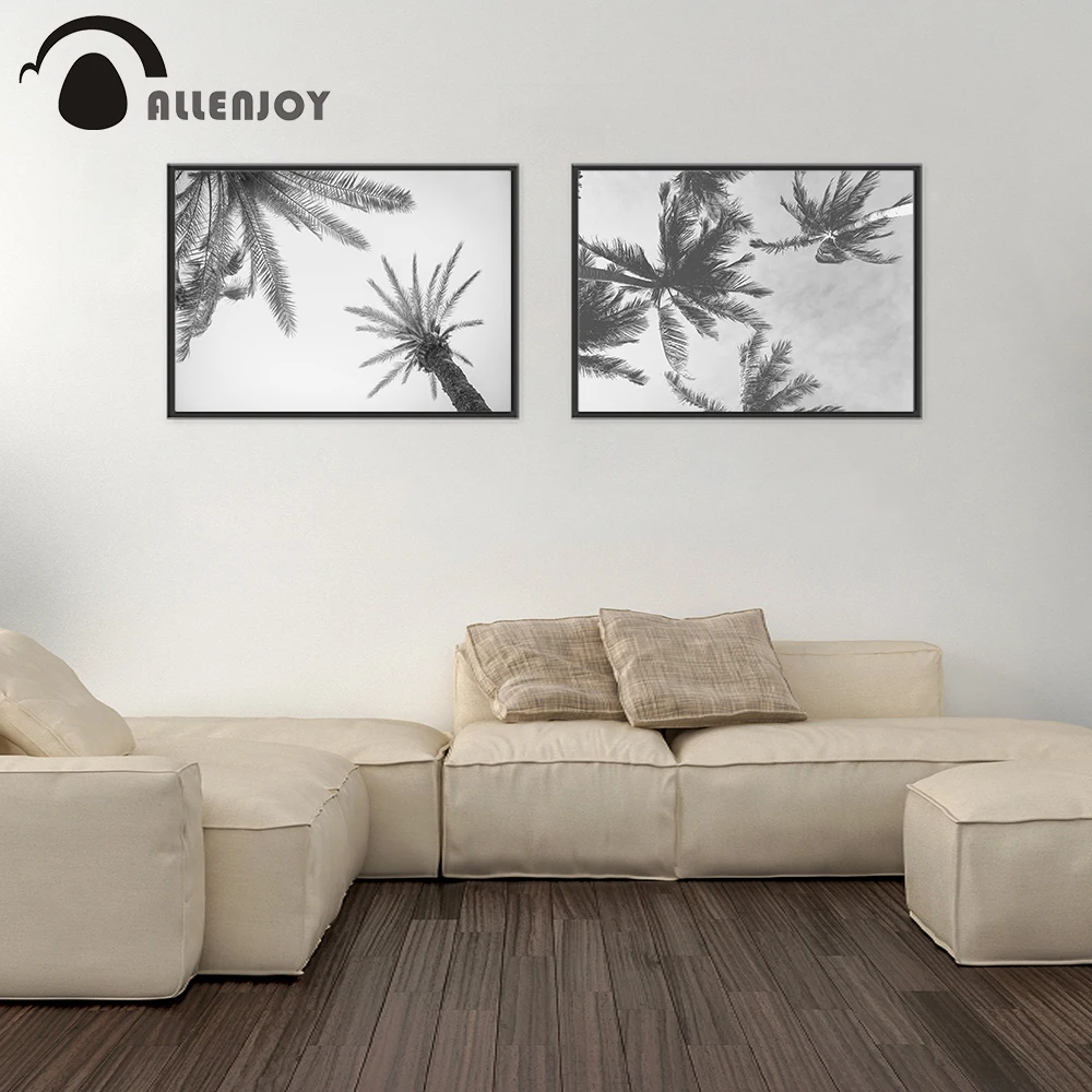 Allenjoy краски кокосовой пальмы тропические листья ботанический черный белый