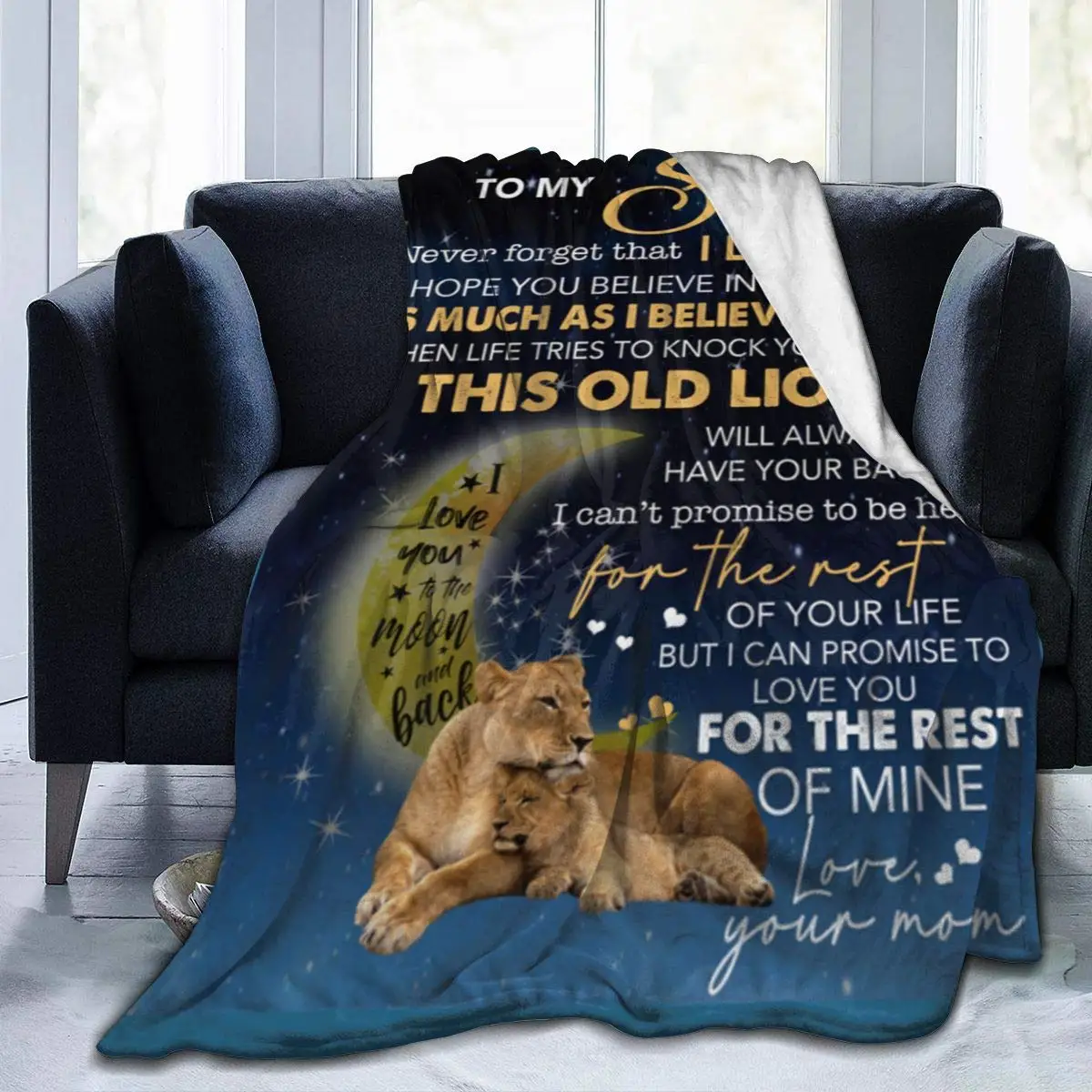 

Super Soft Light Weight Fuzzy Throw Blanket Summer Quilt to My Son I Love You for Bed Couch Sofa for Throw Adult