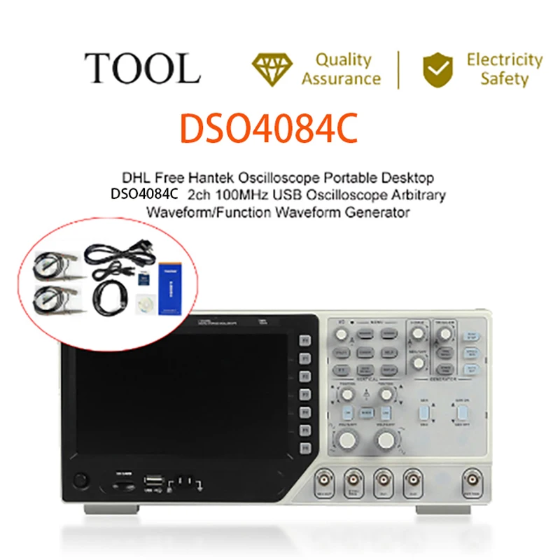 Hantek официальный DSO4084C цифровой осциллограф 80 МГц 4 канала USB ПК + 1 канал