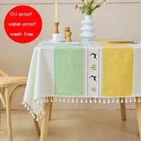 waterproof tablecloth cotton linen table runner wedding home decoration dining table cover picnic blanket rectangular table mat