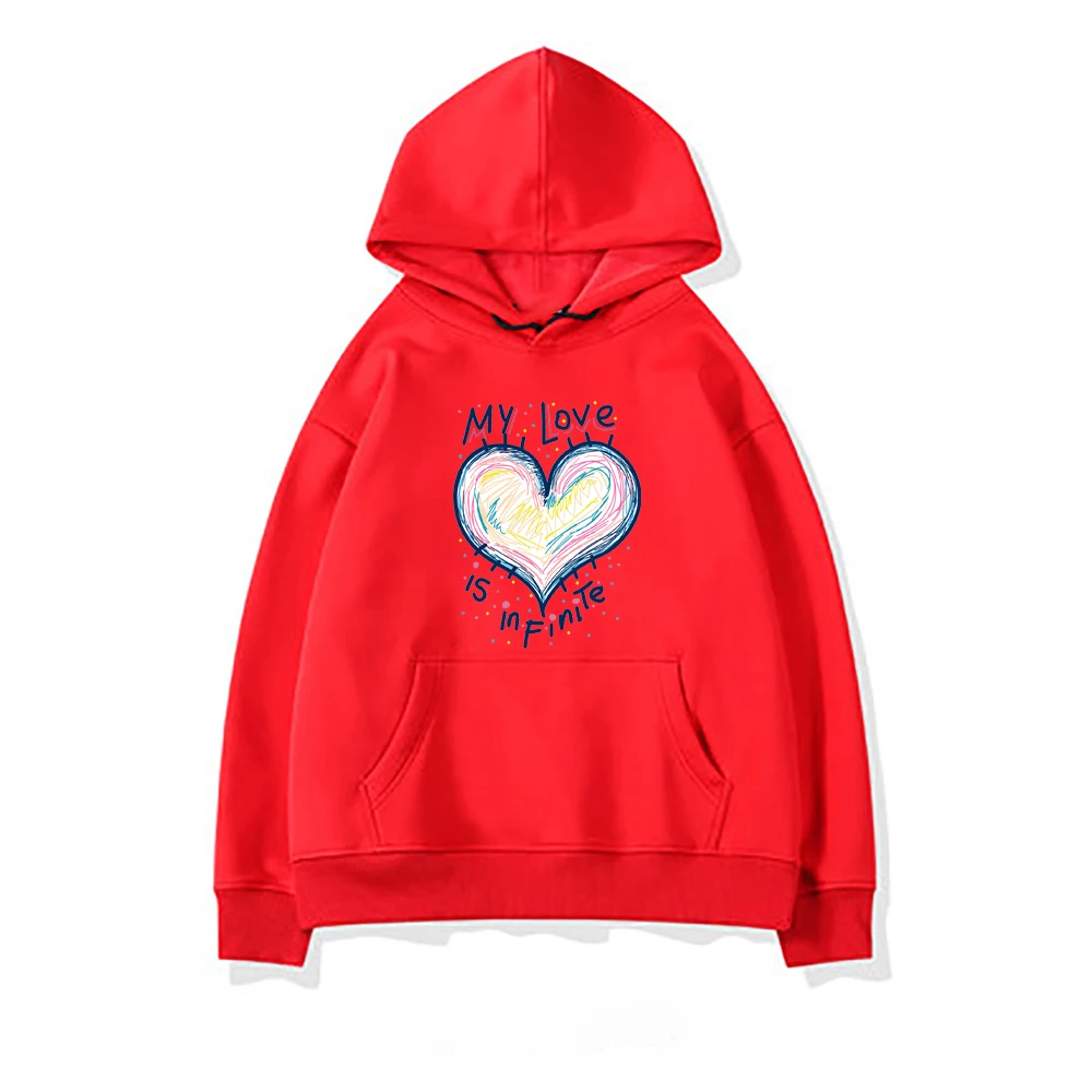

My Love Is In Finite Printed Hoodies Woman Fleece Vintage Clothes Fashion Casual Sweatshirts Autumn O-Neck Female Hoodie