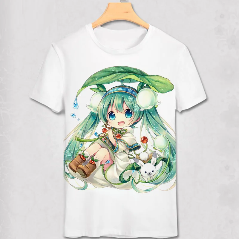 23 Новинка, футболка vocaloid Hatsune Miku, аниме, известная японская анимация, новинка, летняя мужская футболка, карнавальный костюм, Милая футболка - Цвет: 23