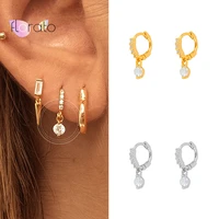 925 sterling silver ear buckle round crystal earrings for women geometric hoop earrings bride wedding earrings fashion jewelry