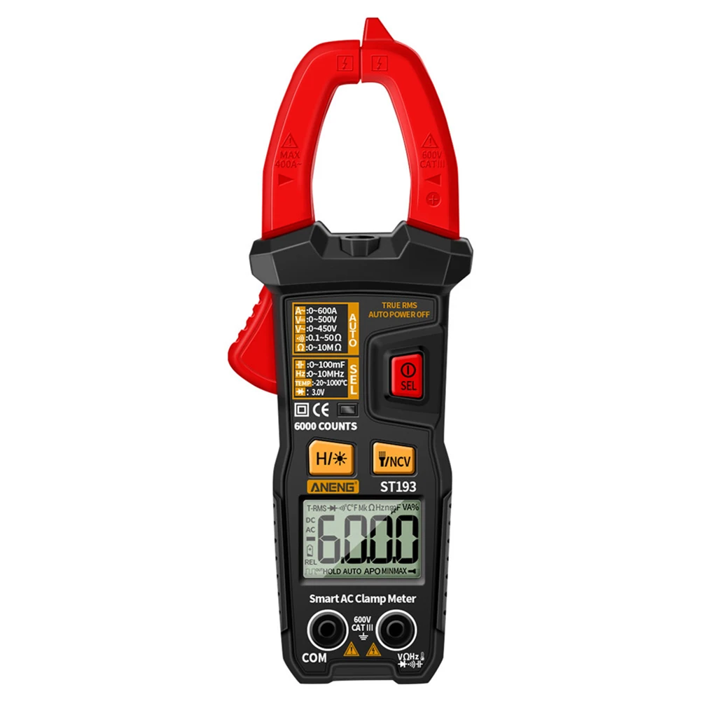 

ANENG ST193 Electrician Digital Multimeter Current Clamp Meter DC AC Ammeter Voltage Voltmeter Ohmmeter Resistance Ohm Tester