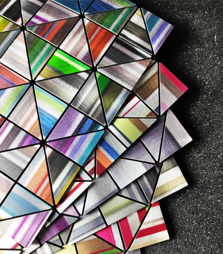 Цветная металлическая мозаичная плитка 1 коробка 11 шт. самоклеящиеся алюминиевые