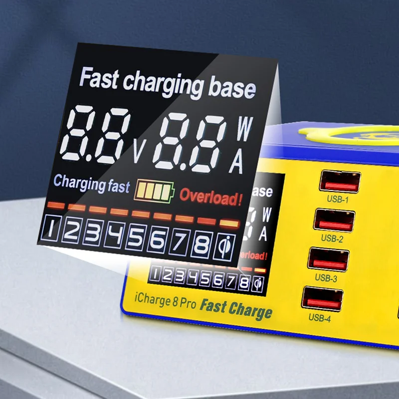 Умная зарядка MECHANIC с 8 портами USB поддержка QC 3 0 быстрая Беспроводная ЖК-дисплеем