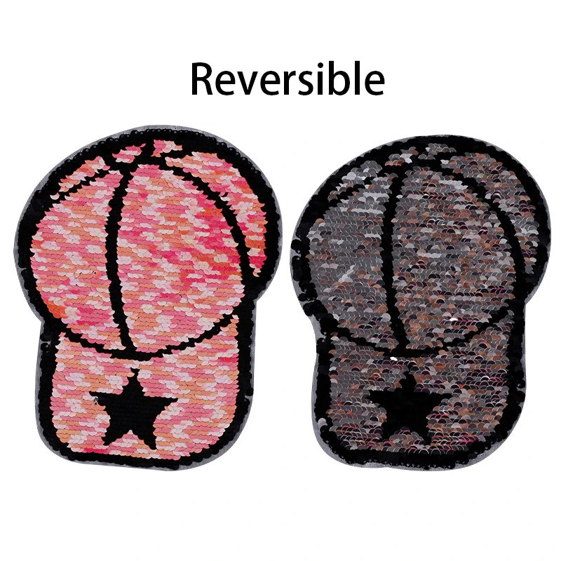 Шляпа Форма двусторонние нашивки изменения Цвет с блестящими пайетками