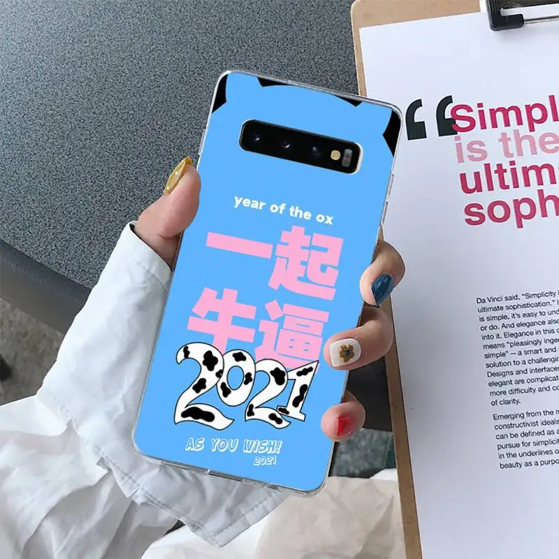 

Year Of The Ox Phone Case For Samsung S10 S10e S8 S9 Plus S7 Edge Note10 9 8 Soft Transparent TPU Cove