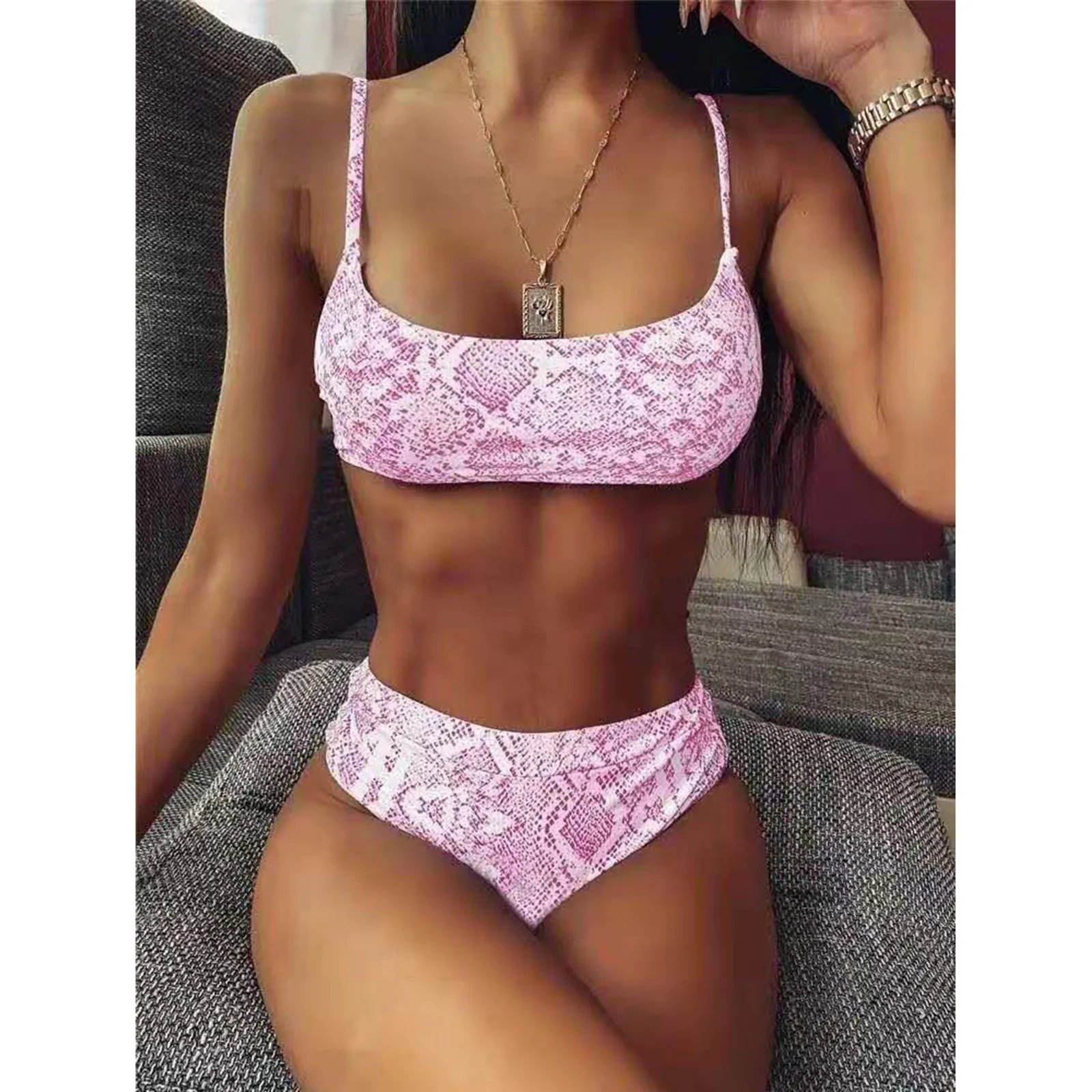 

Women High Waist Bikini Hot Sale Bandeau Bandage Bikini Set Push-up Brazilian Swimwear Beachwear Swimsuit Maillot Купальник R5