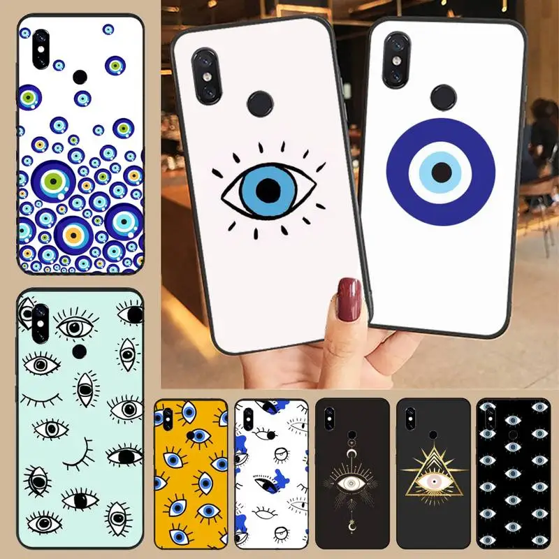 Мягкий силиконовый черный чехол для телефона Evil Eye Xiaomi Redmi 4x5 plus 6A 7 7A 8 mi8 8lite 9 note 4 5