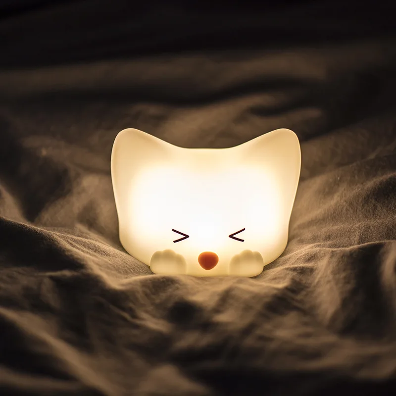 

Night Light Creative Cute Cat Silicone Color Changing With Sleeping Lamp Bedroom Bedside Table Lampe Lampara De Noche Dormitorio