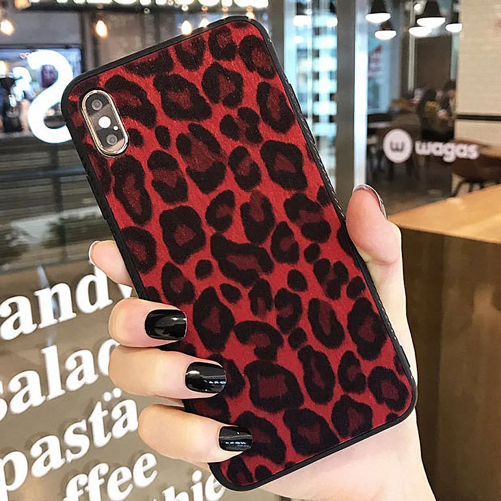 Red LCHULLE роскошный плюш леопардовый принт телефонные чехлы для huawei P20 P30 mate P30 Lite Pro Мягкий ТПУ силиконовый чехол - Цвет: Red