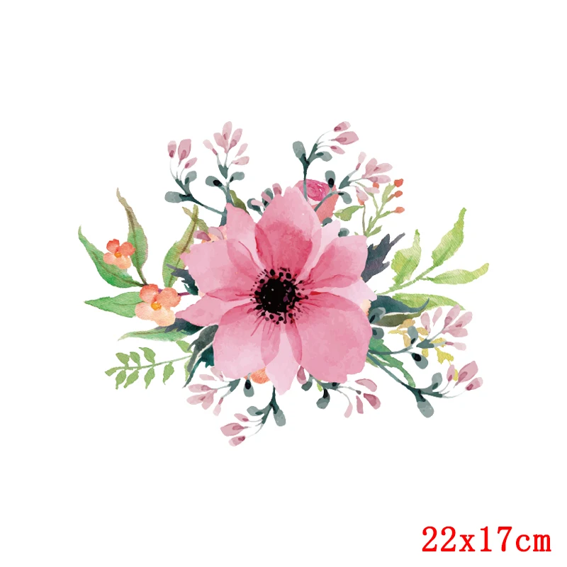 

Flowers Patches For Clothing Rose Sticker Iron On Transfers For Clothing Women Applique On T-shirt Fashion Thermo-stickers