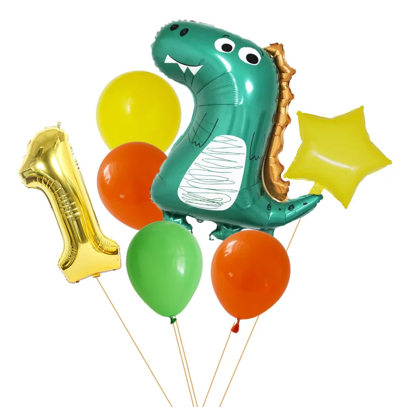 

Воздушный шар в виде динозавра, из фольги, с цифрами