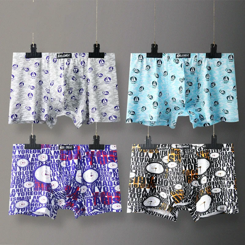 4 шт./лот сексуальные мужские боксеры удобные трусы с принтом мужское нижнее