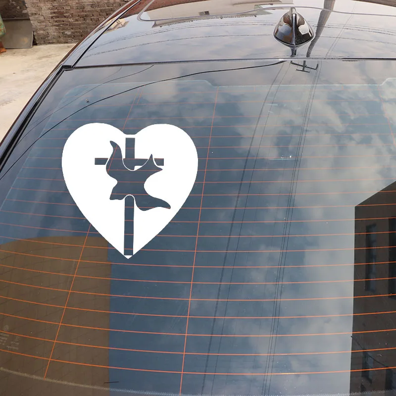 

YJZT 15.4X15.4CM Heart Dove Cross Love Car Window Bumper Vinyl Decals Art Sticker Accessories C25-0660