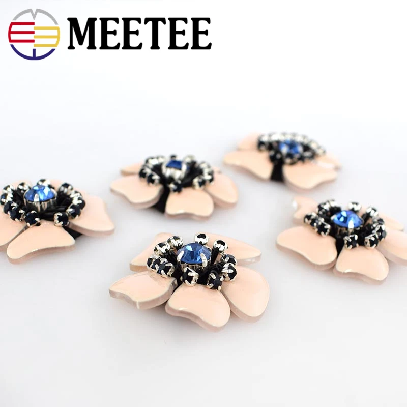 4pcs Meetee Decoration Rhinestone Buttons Beaded Flat Back for Sewing Coat Sweater Skirt Clothing Accessories DIY Patch|Пуговицы| |