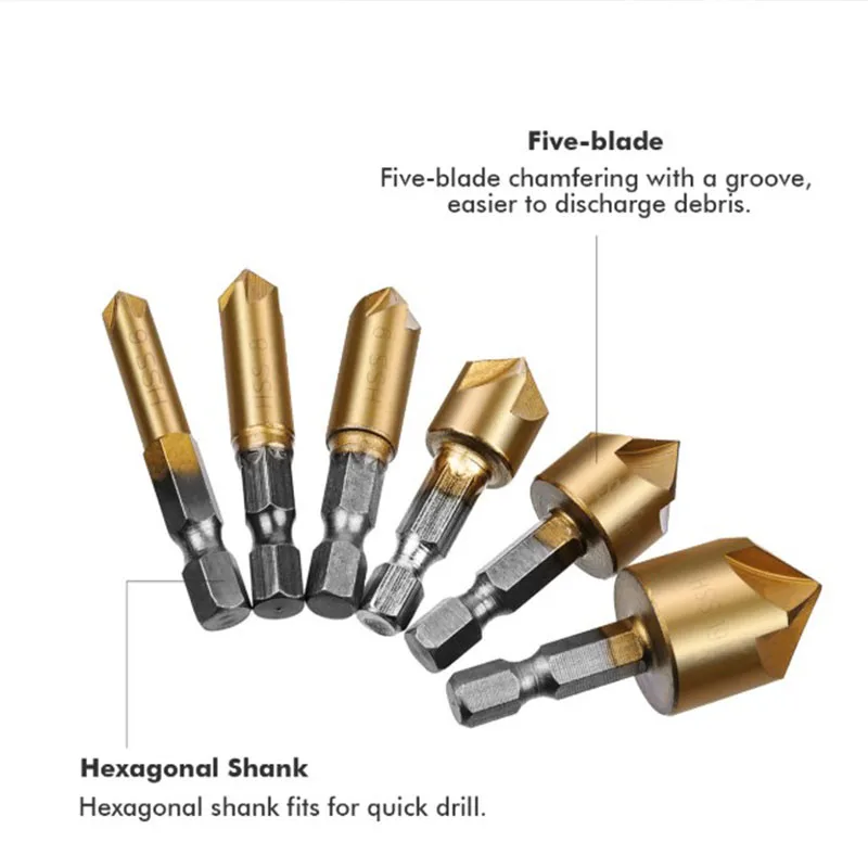 Шестигранная ручка с титановым покрытием 6 шт. пять профилирование кромок нож