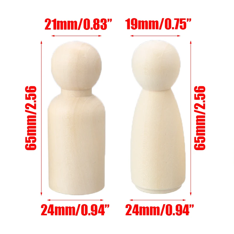 10 шт. 65 мм деревянные колышки для кукол Неокрашенные Фигурки мальчиков и девочек