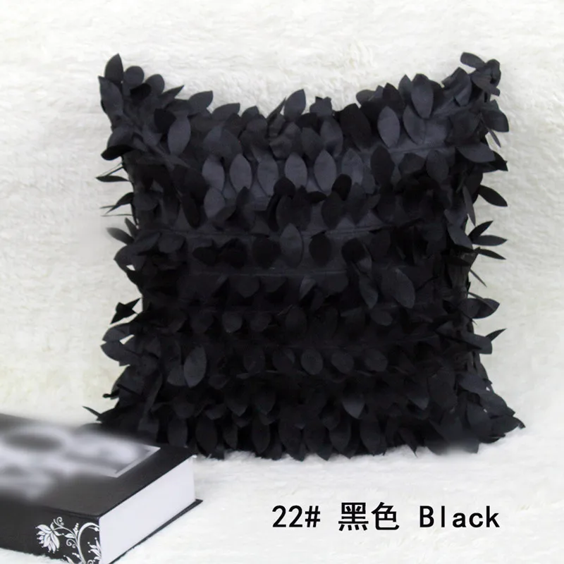 black Вышитый Чехол для подушки 42 см* 42 см, подушка для дивана, дивана, декоративная квадратная наволочка, разноцветный зеленый лист, скандинавский стиль - Цвет: black