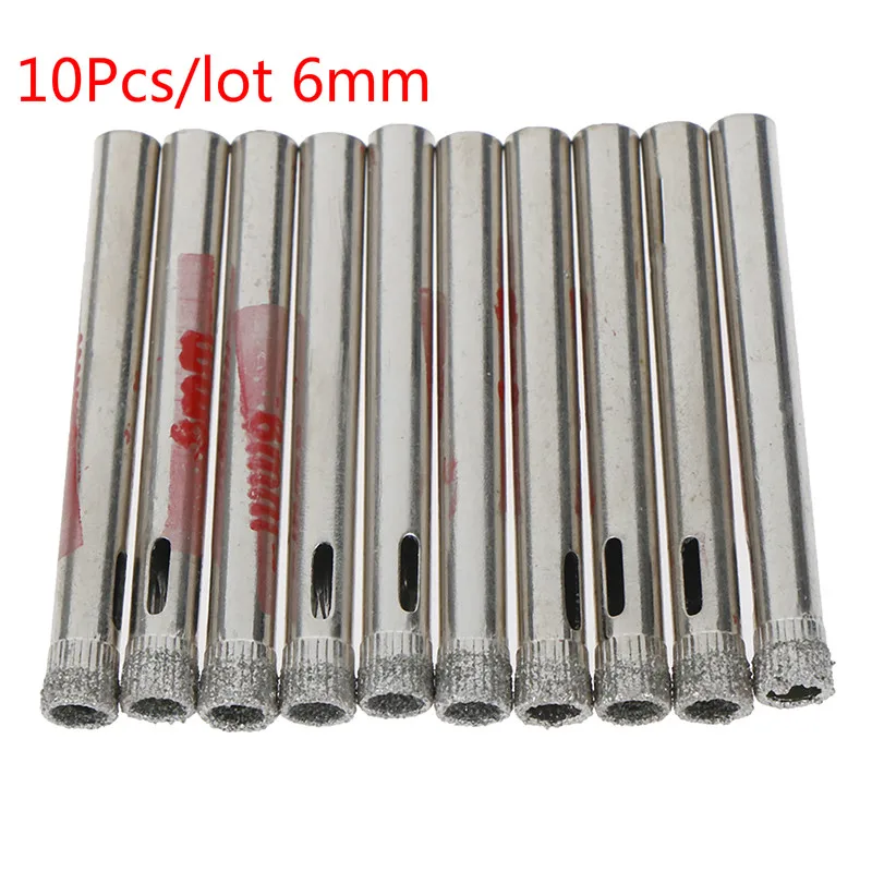 

10Pcs/lot 6mm Diamond Coated Core Hole Saw Drill Bits Glass Tile Ceramic Tool