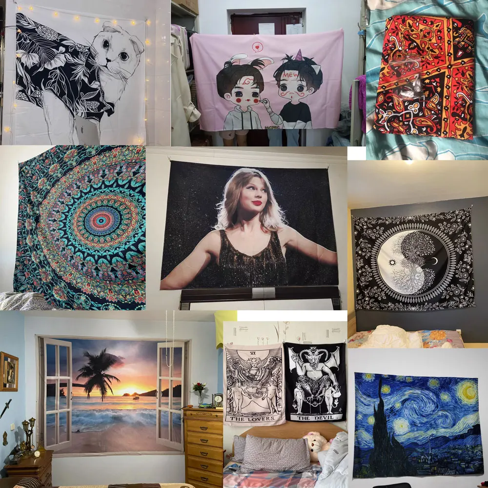 

Customized Tapestry Wall Hanging Bohemian Indian Mandala Tapestry Home Decor Wizard Divination Art Tapestries