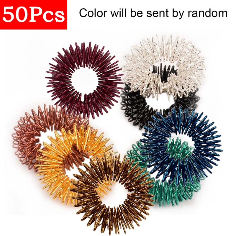 50 шт./лот массажное кольцо для пальцев из нержавеющей стали Китайское