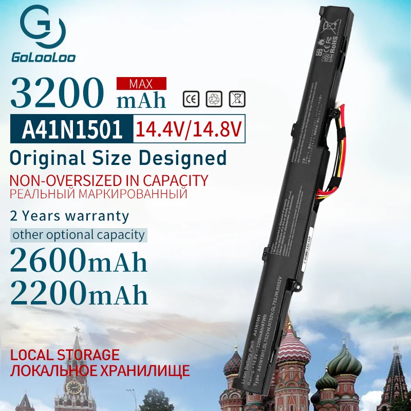 Новинка Golooloo Аккумулятор для ноутбука ASUS A41N1501 GL752JW GL752 GL752VL GL752VW N552 N552V N552VW N752 N752V