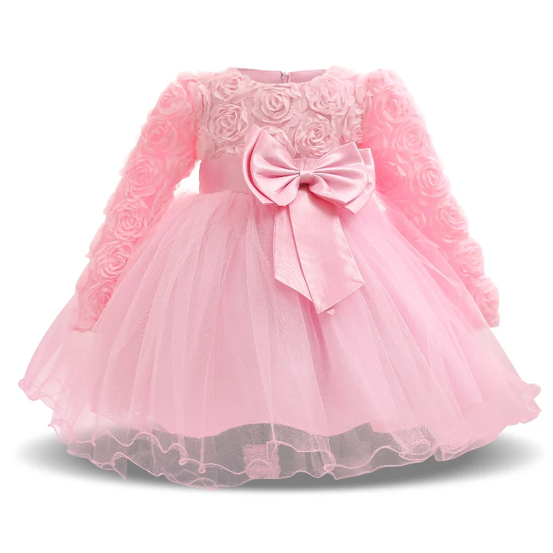 

Winter Baby Girl Dress Girls First Christmas Family Party Clothes Toddler 1 Year Birthday Dress Vestidos Infant Christening Gown