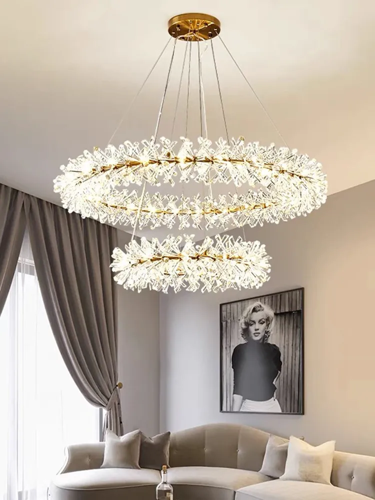 2023Modern K9 Crystal Flower Ceiling Chandelier Nordic Luxury Chandelier indoor lighting lustre LED Hanging Lamp for Living Room