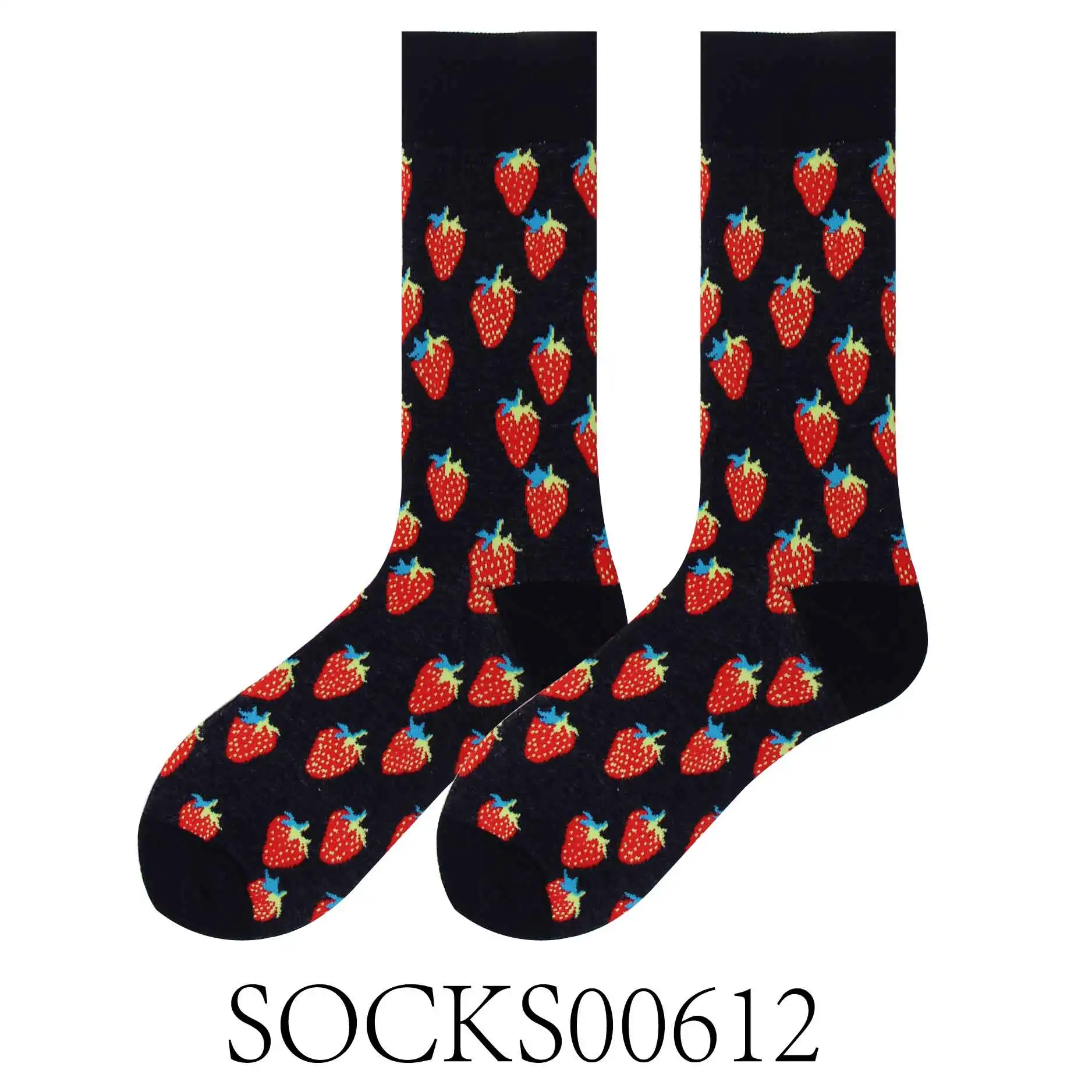 SOCKS00612 Забавные хлопковые носки с принтом счастливой пары цветные вишни желтые или черные базовые узоры серии - Цвет: SOCKS00612