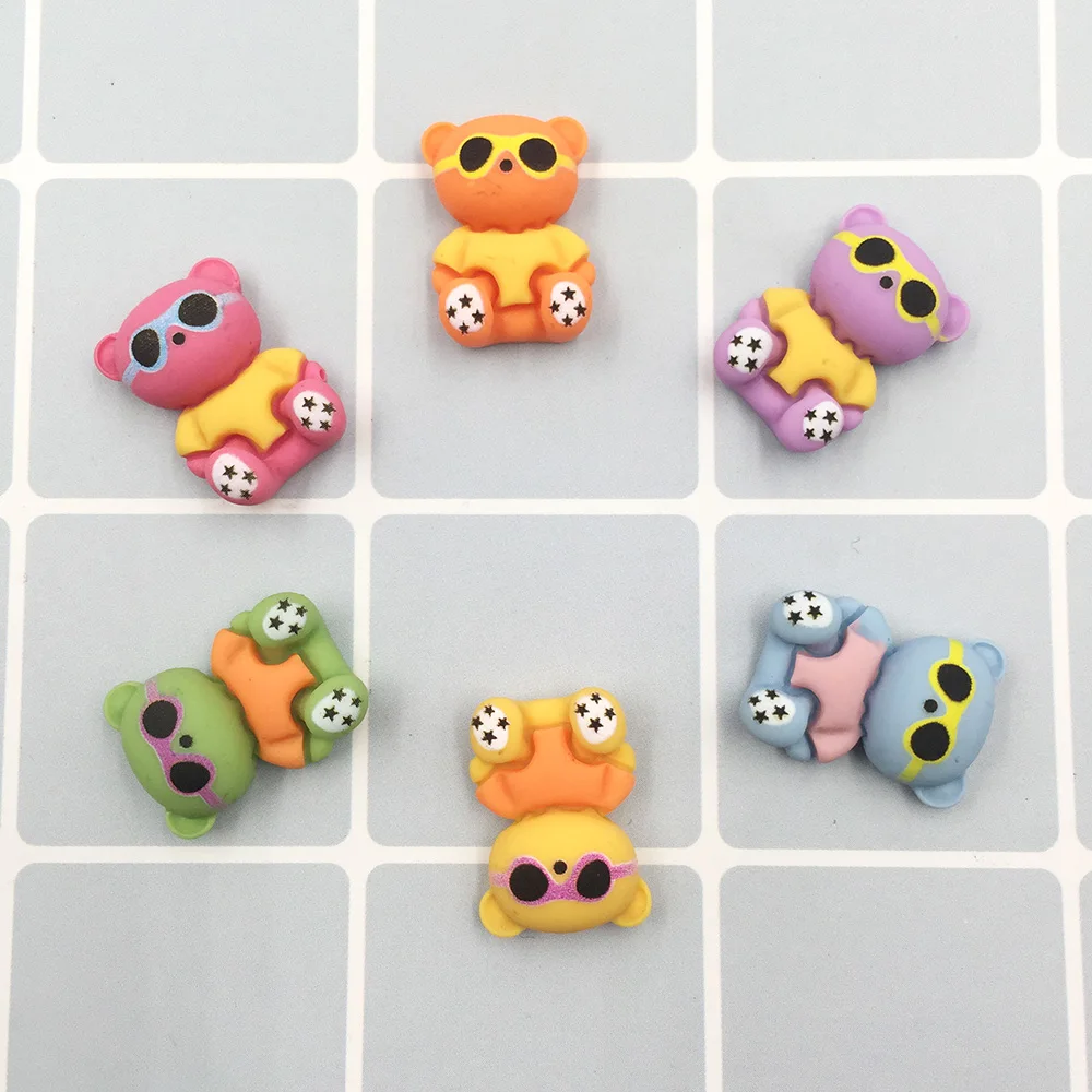 Миниатюрный кавайный стеклянный медведь с плоским основанием кабошон сделай сам