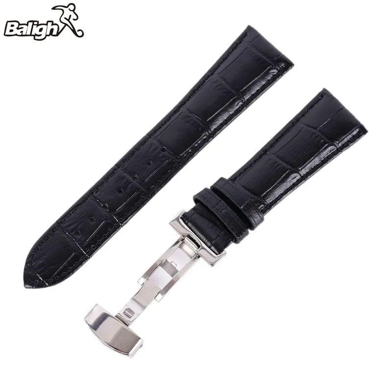 16 24 мм ремешок из натуральной кожи полированная застежка бабочка нержавеющей