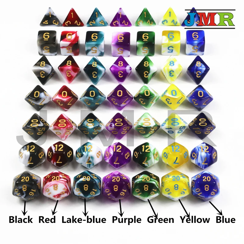 Высокое качество Горячая Туманность кости 7 набор D4 D6 D8 D10 D % D12 D20 для настольных