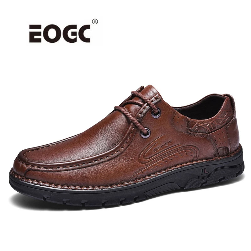 Natural Cow Leather Men Shoes Vintage Classic Formal Flats Shoes Best Quality Breathable Autumn Outdoor Walking Casual Shoes Men