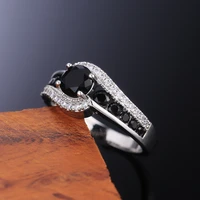 huitan luxury vintage women finger ring classic blackwhite stones wedding bridal rings simple design elegant female ring new