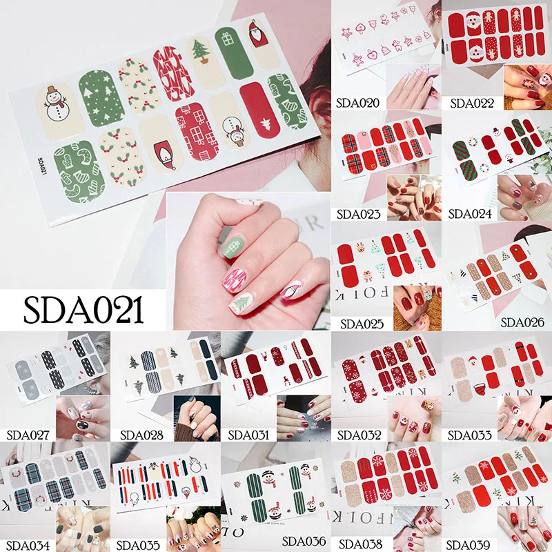 

LADY KINDOM Christmas Series Nail Patch Waterproof Nail Wrap Stickers Santa Claus Nail Decals Sticker for Christmas（SDA020-039)