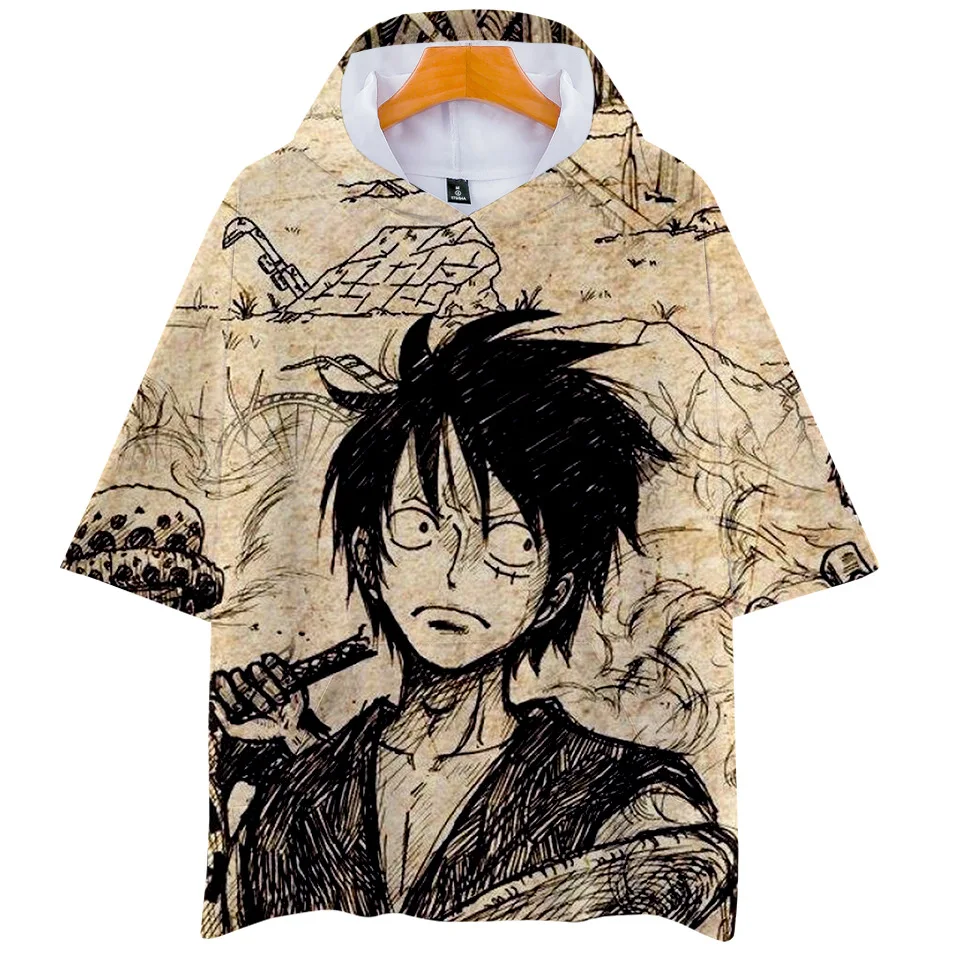 Футболка с капюшоном Luffy аниме One Piece для мужчин и женщин Детская футболка в