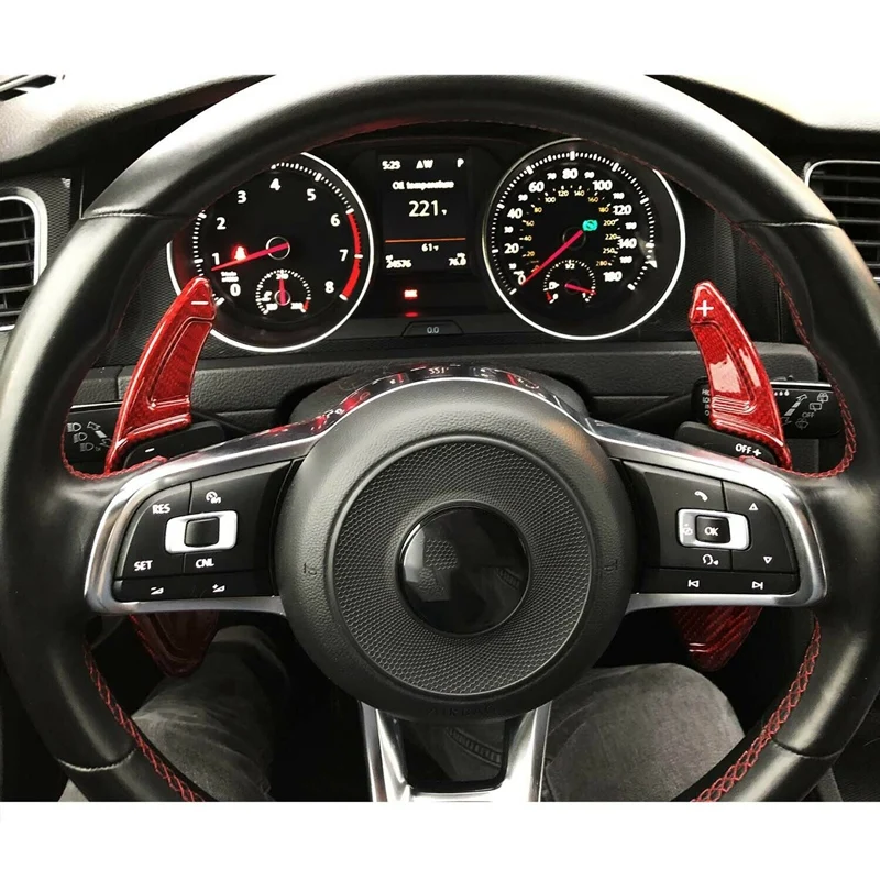 

for Golf MK7 R Carbon Fibre Paddle Shifter Extensions Paddles Car Decoration Carbon Fiber Sticker Red 2Pcs