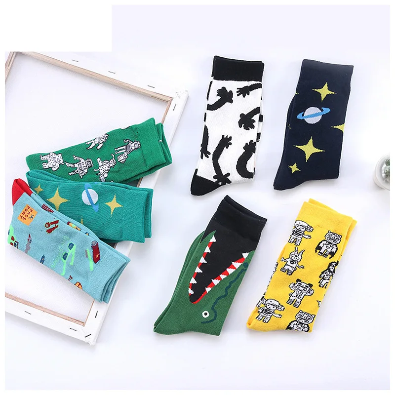 Забавные женские носки уличная одежда Хаски животные счастливые розовые милые