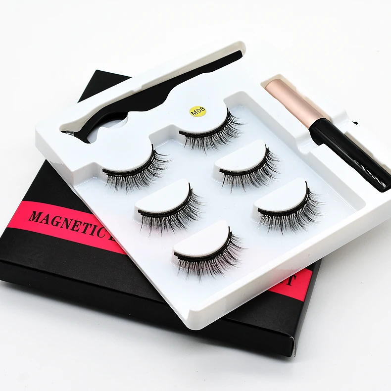 Набор 3D Магнитных пинцетов для ресниц водостойкая и магнитная жидкая подводка