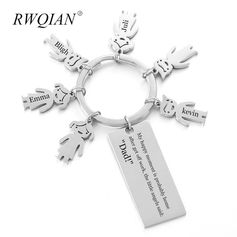 

Family Personalized Name Keychain for Women Men Gold Silvery Color Stainless Steel Custom Nameplate Keyring Key Ring Accessories