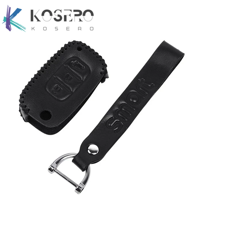 

Car Leather Key case Remote Key Protection Cover For Mercedes Smart 451 453 fortwo forfour Car Styling keychain Accessories